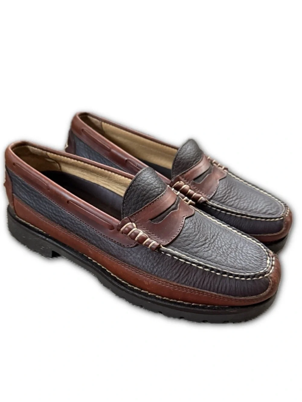 L.L. Bean Black Brown Allagash Bison Handsewn Loafers